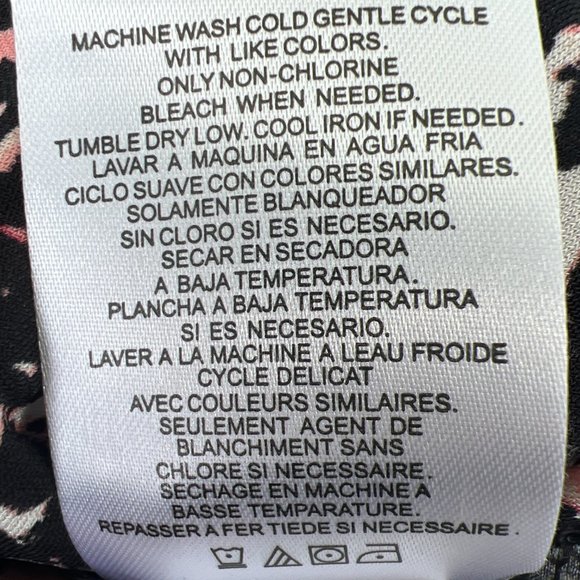 Ellen Tracy Long Bell Sleeve Round Neck Pullover Blouse Black White & Pink L - Picture 11 of 11